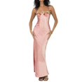 thumbnail image 4 of XIAOCHA Summer Chic Maxi Dress for Women Floral Embroidery Spaghetti Strap Club Gowns, 4 of 5