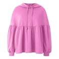 thumbnail image 4 of larppty Womens Oversized Hoodies Sweatshirts Casual Lantern Long Sleeve Drawstring Peplum Hem Loose Hooded Pullover Tops Fall Outfits (Hot Pink, XL), 4 of 6
