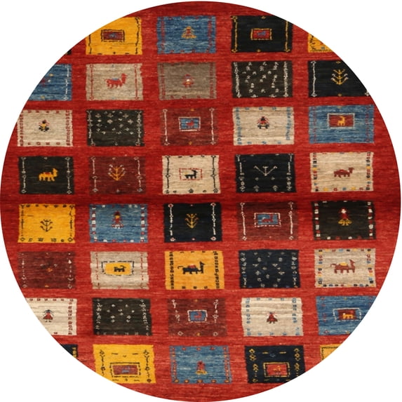 Ahgly Company Indoor Round Contemporary Sienna Brown Abstract Area Rugs, 6' Round