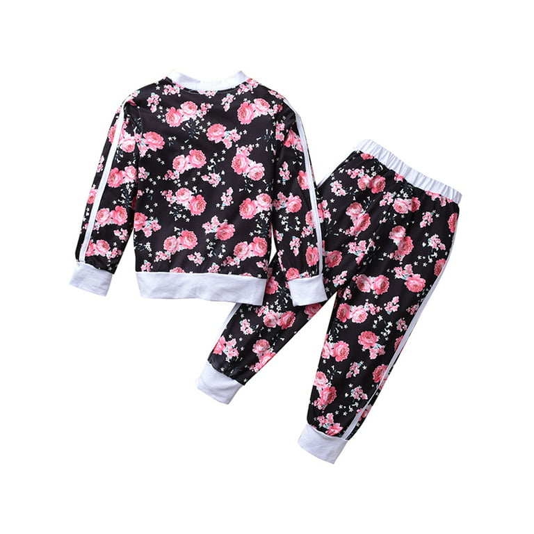 KidPika Kids Children Girl Floral Sport Jacket Top Trouser Pant 2