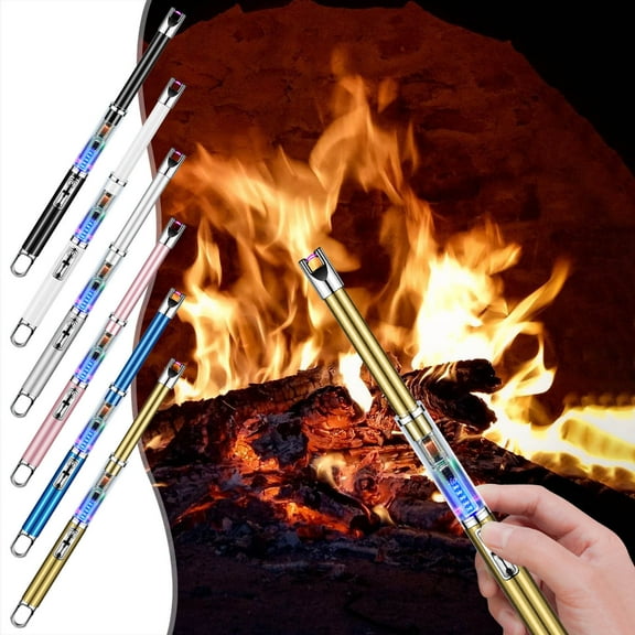 Rechargeable Kitchen Gas Stove Lighter | USB Electronic Igniter Stick | Windproof Candle BBQ Grill Ignition Tool | Extended Handle | Type-C Charging | Battery Indicator | 255x16mm