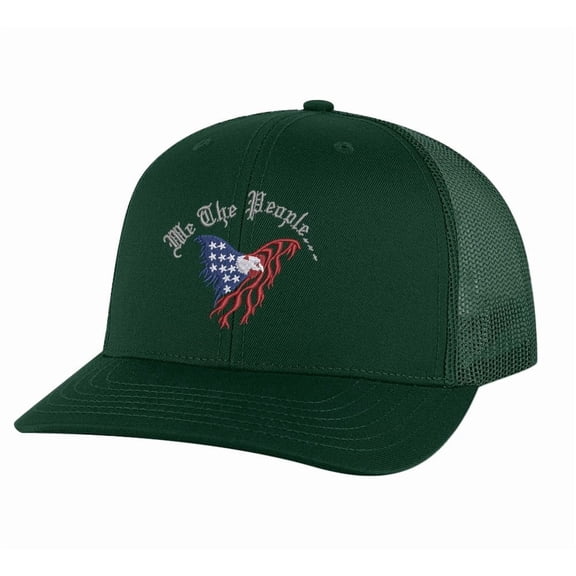 We The People Snapback - Constitutional Eagle Hat with Silver Thread | Patriotic Eagle Snapback (AlpineGreen)
