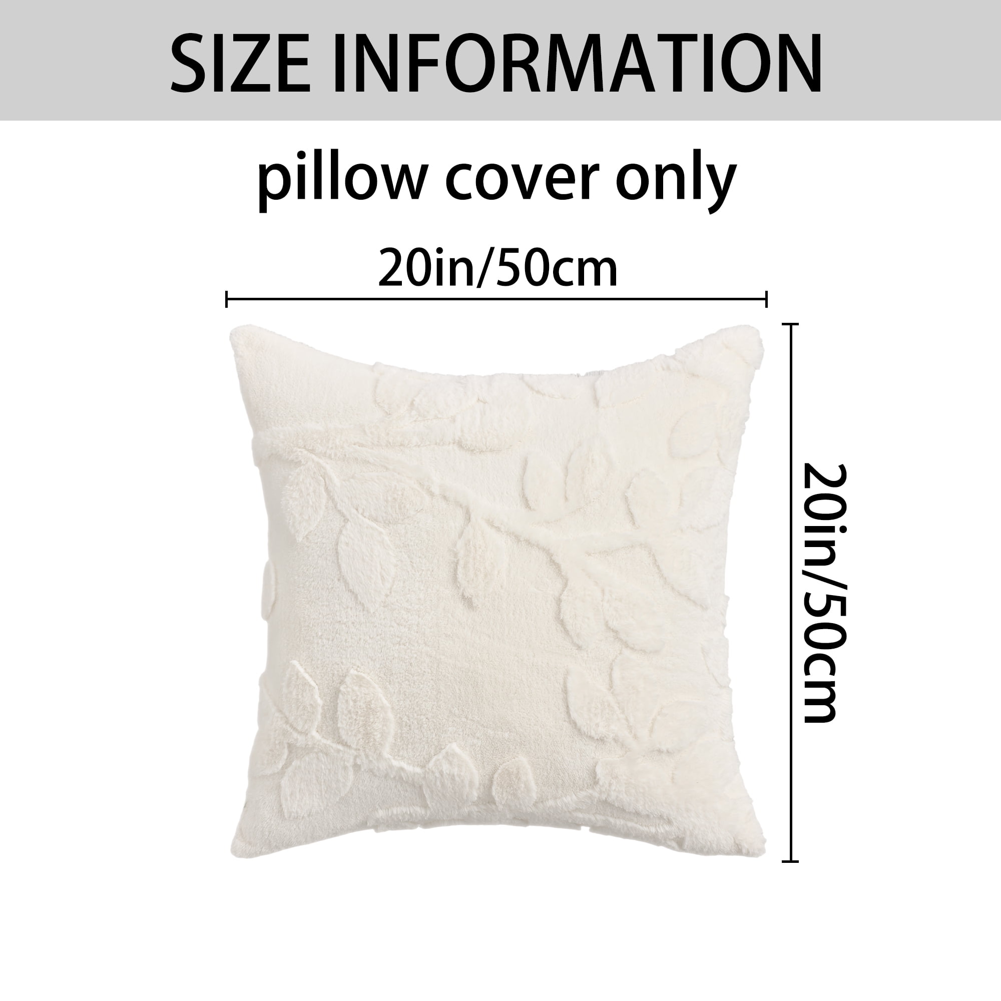 Unique Bargains Pack of 2 Leaf Jacquard Plush Pillow Covers for Bedroom 20" x 20" White