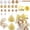 Gold, variant on White & Gold Boho Cake Topper Set, Balls, Palm Leaves & Happy Birthday Decorations for Birthday, Wedding & Baby Shower