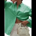 thumbnail image 1 of Camisas de Mujer con Botones, Blusas de Rayas de Larga, Blusas Casuales de Moda 2025 Verde Oscuro S, 1 of 7
