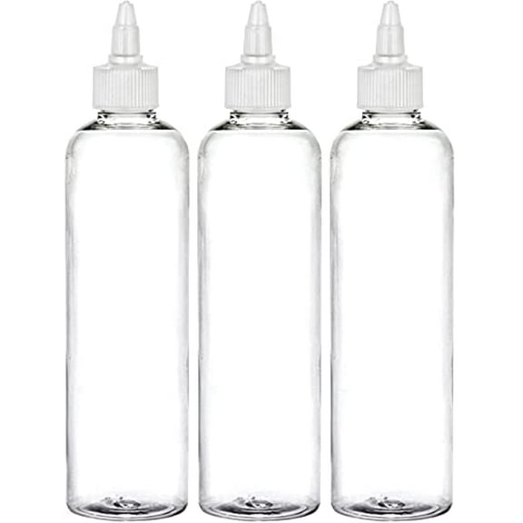 Twist Top Applicator Bottles, 8 OZ Crystal Clear, Squeeze Empty Plastic Bottles,