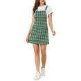 thumbnail image 3 of INSPIRE CHIC Women's Adjustable Strap Plaid Suspender Overall Dress XS Green-Blue B, 3 of 9
