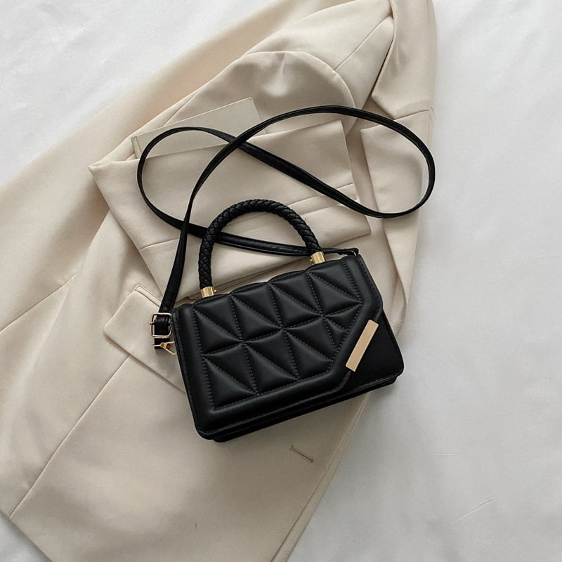 New Fashion Shoulder Bag Plaid PU Leather Ladies Handbags Designer Crossbody Bags For Women black