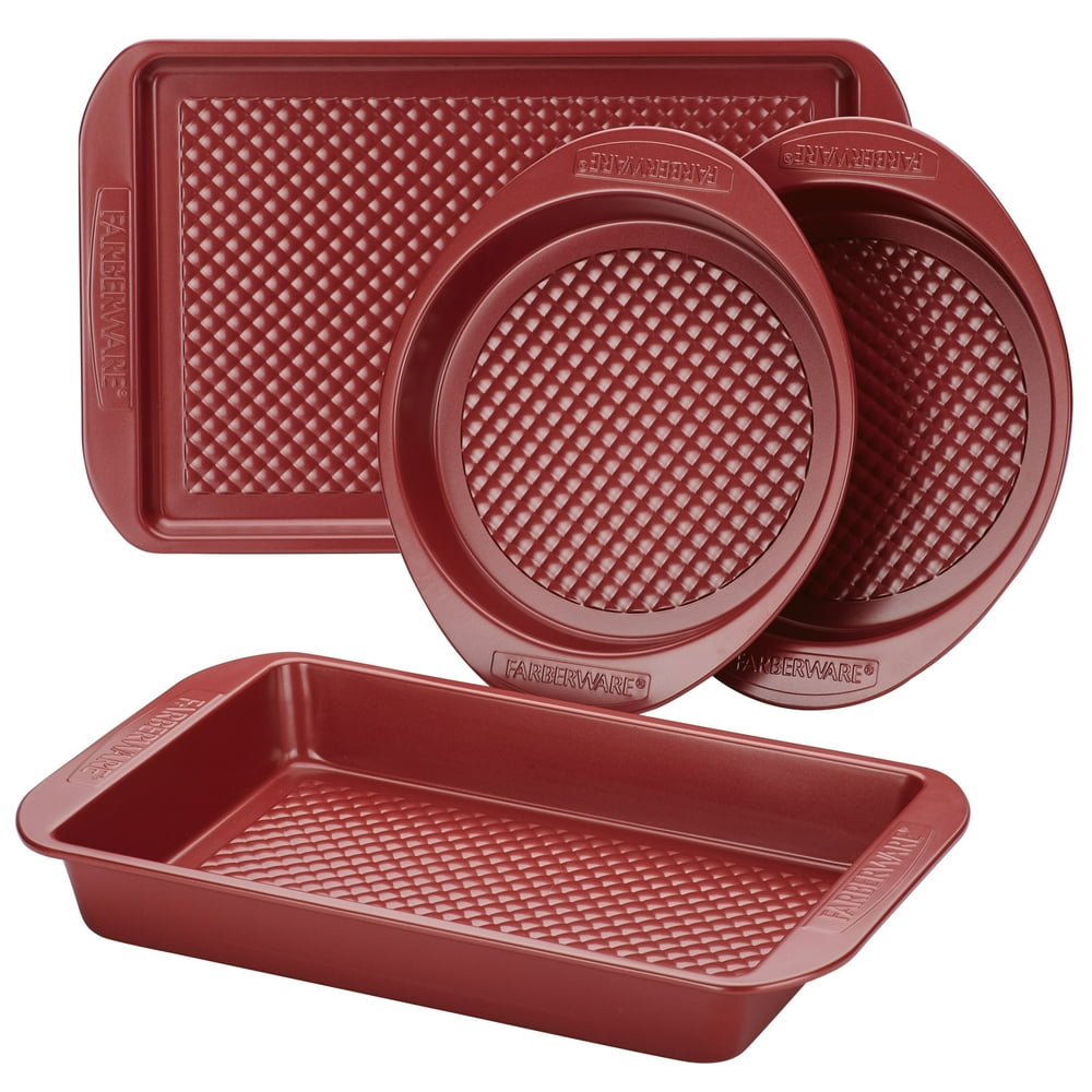 Farberware 4Piece Nonstick Bakeware Set, Red