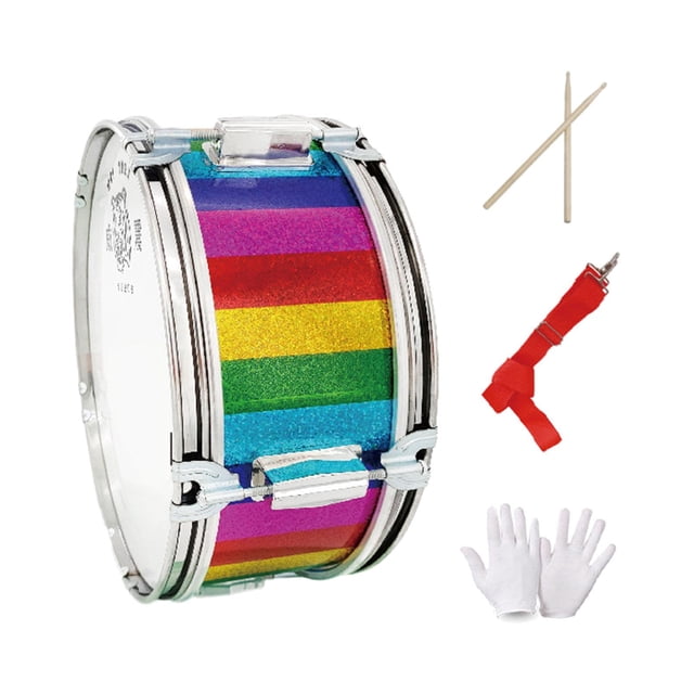 Juego de caja con baquetas de tono brillante, instrumento musical, con guantes y correa para niños, adultos, estudiantes, escenario de práctica. 11 pulgadas