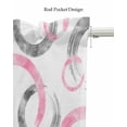 thumbnail image 5 of Contemporary Linen Curtain Valance for Bedroom/Bathroom/Kitchen/Office/Living/Dining Room Windows,Round Pink Grey Circles Minimalist White Rod Pocket Topper Drapes Decorative Cafe Drapery Panel 60x18, 5 of 6