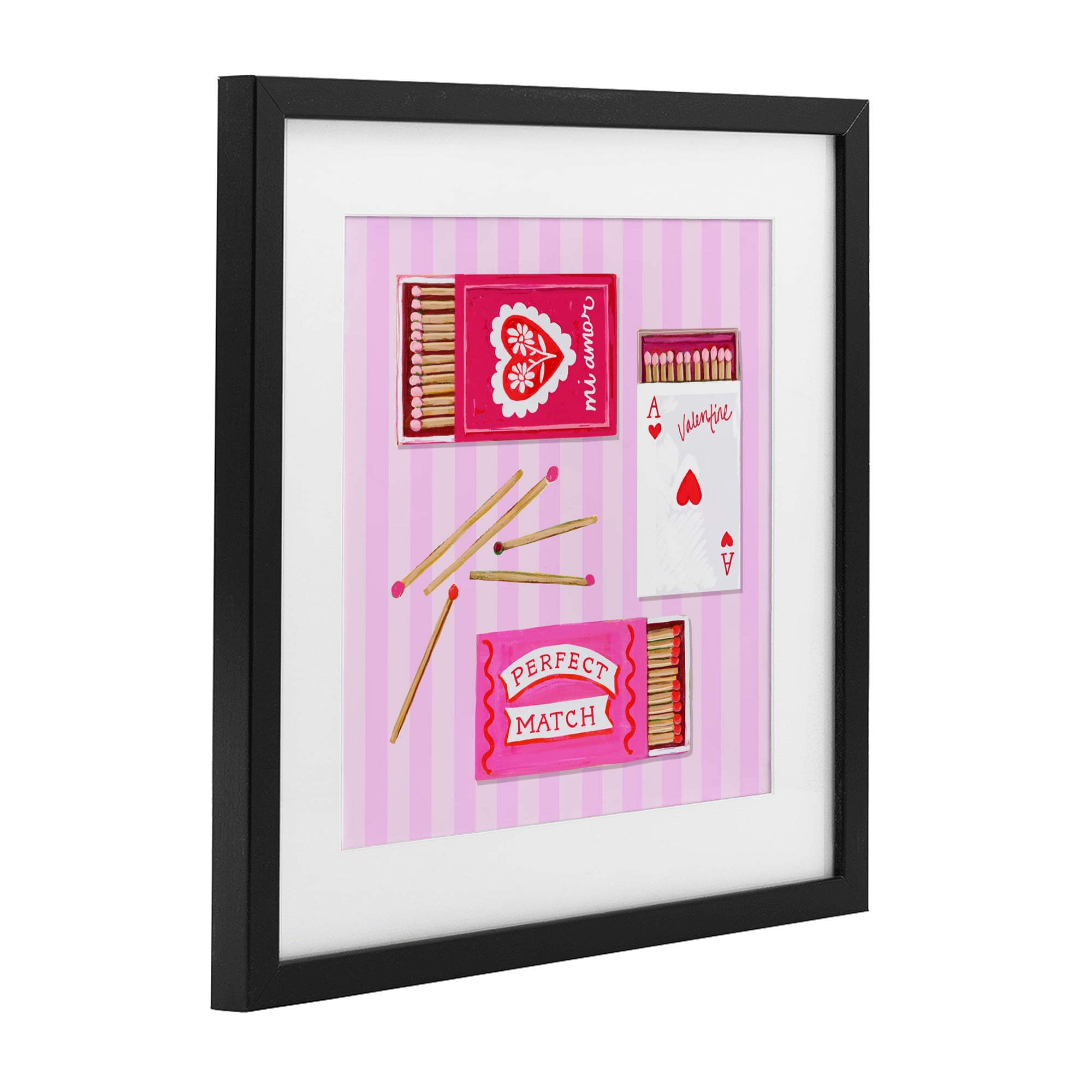Stupell Industries Romantic Valentine's Matchboxes Black Framed Print Under Glass, design by Rachael Reese