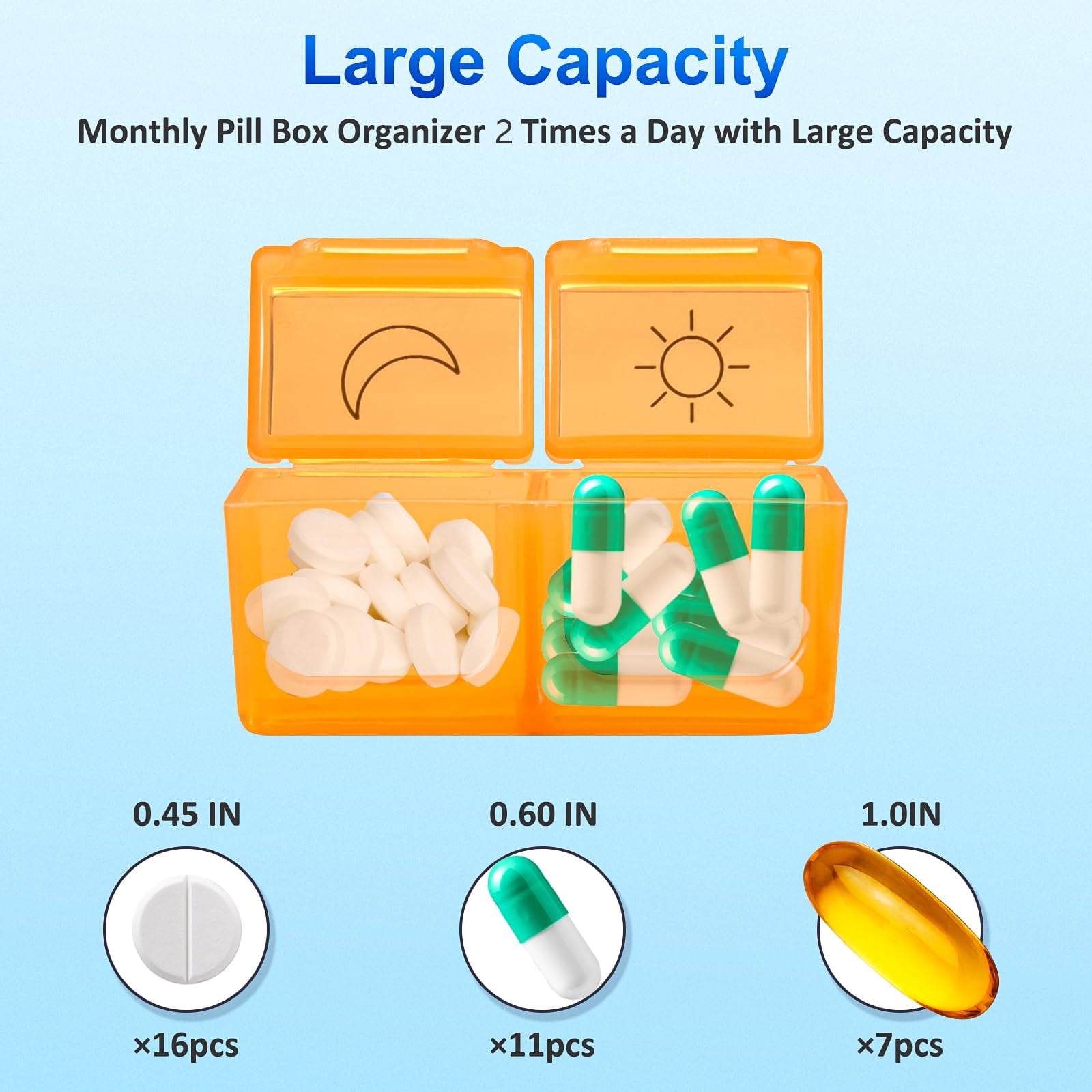BEFUNZL Monthly Pill Organizer 2 Times a Day, Medicine Organizer Box 32 Days Pill Holder