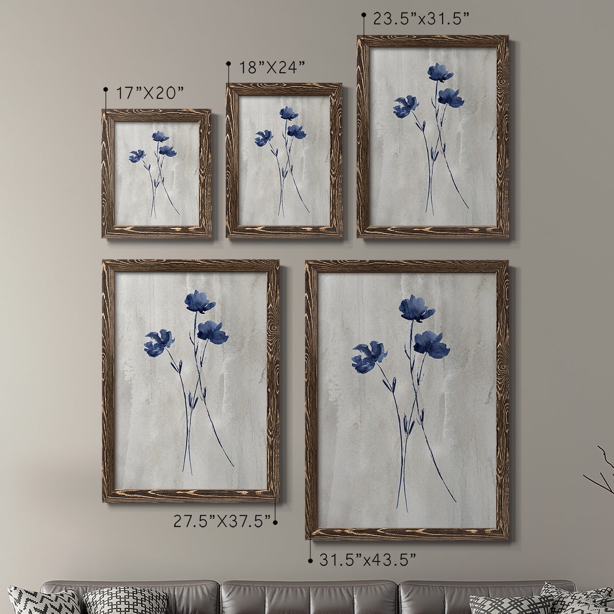 Indigo Botanical III - Premium Framed Canvas 2 Piece Set - Ready to Hang