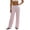 Pink, variant on Women's Fold Over Waist Wide Leg Pants with Low Rise Cut and Flowy Silhouette Featuring Soft Draping Fabric Black L