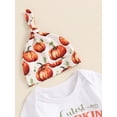 thumbnail image 6 of Miaouyo Baby Boy Girl Halloween Outfit, Letter Print Long Sleeve Romper Pumpkin Print Pants Hat 3 Piece Set for Fall, 6 of 9