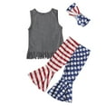 thumbnail image 2 of Ketyyh-chn99 Baby Girl 4th Of July Outfit Newborn Romper Bell Bottoms Set Toddler Suit Independence Day Clothes Grey,2 Years, 2 of 5