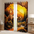 thumbnail image 2 of Manfei Sunset Mountain Kitchen Curtains,Safari Bear Black Out Curtains Pack of 2 (42x63 Each),Golden, 2 of 7