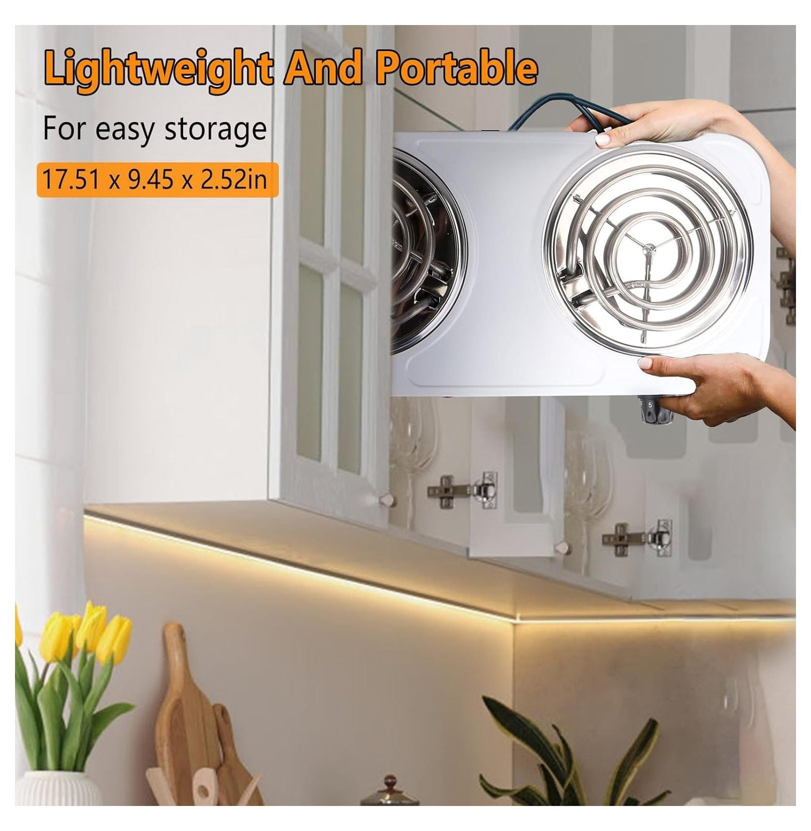 Hot Plate 2000W Electric Stove, Portable Double Burner Cooktop