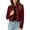Wine, variant on Women's Faux Suede Cropped Moto Jacket Stand Collar Button Down Long Sleeve Slim Short Biker Coat Fall Winter Vintage Casual Outerwear Wine