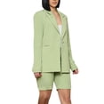 thumbnail image 1 of Chaquetas de traje de oficina Conjunto de pantalones cortos casuales de moda de manga larga de estilo simple de color sólido para mujer,blazer moda(Verde， XL), 1 of 4