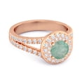 thumbnail image 2 of 925 Sterling Silver Rose Vermeil Round 3.43 Ctw Emerald Beautiful Double Halo Women Valentines Day Gifts Ring, 2 of 3