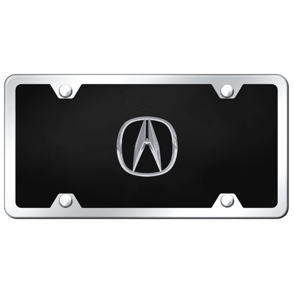 Automotive Gold License Plate P.ACU.CBK Acura; Black Plate With Chrome Name; Acrylic