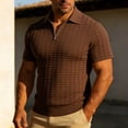 thumbnail image 2 of Fewfanhot Men's Big and Tall Solid Knit P0L0 Shirt, Collared Zipper Short Sleeve Business Casual Pullover Top, S-3XL, 2 of 6