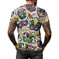 thumbnail image 3 of Resicozy Mardi Gras Shirt for Men Funny Print Pullovers Fashion Casual Crew Neck Short Sleeve Shirts Khaki S, 3 of 5