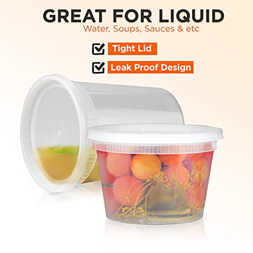 EDI-Round Deli Containers (24 oz, 50)] Plastic Deli Food Storage Containers  with Airtight Lids, Microwave-, Freezer and Dishwasher-Safe, BPA Free, Heavy-Duty, Meal Prep, Leakproof