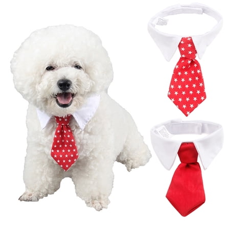UOSIA Dog Cat Necktie Adjustable Pet Collar for Small Dogs Puppy Grooming Accessory 2 Pieces
