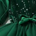 thumbnail image 4 of bbymog Girls Dress Fluffy Long Sleeves Sequin Princess Dresses Cotton Birthday Graduation Dress for Girls with Belt Green C 7-8 Years, 4 of 6