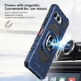thumbnail image 4 of TJS for T-Mobile REVVL 8 Phone Case, with Tempered Glass Screen Protector, [Military Grade] Robotic Magnetic Support Car Mount Metal Ring Holder Kickstand Cover (Blue), 4 of 7