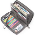 thumbnail image 3 of Bolsa de herramientas Cartera de mujer Gris oscuro Bloqueo Rfid Cremallera de cuero alrededor de la cartera Monedero largo de gran capacidad Bolsa de pulsera para tarjetas de crédito, 3 of 5
