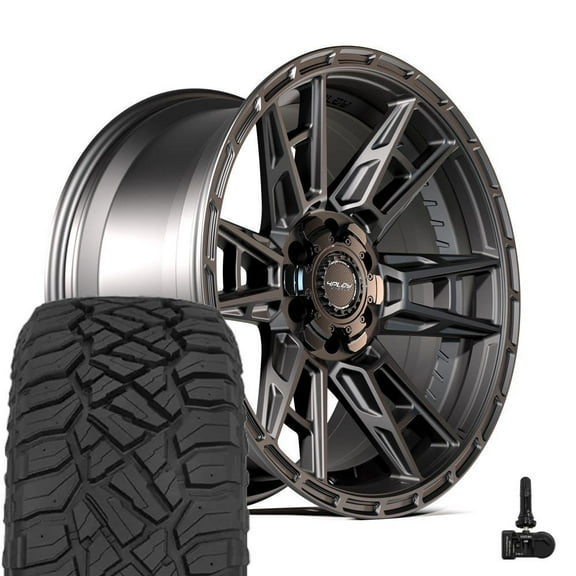 4PLAY Wheels 4PS20 20 Inch Rims and Tires Fit 6x135 & 6x139.7 20x9 Satin Black - TerraMax RT 275/55-20 (Set of 4)