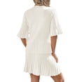 thumbnail image 4 of Women 2 Pieces Knit Set Half Sleeve Pullover Sweater and Mini Skirt Matching Sets, 4 of 7