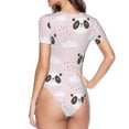 thumbnail image 4 of Easygdp Cute Panda Women'S Waist-Cinching Short-Sleeved Onesie, Olastic Onesiet,Snaps At Bottom,Easy To Put On And Take Off - Medium, 4 of 9