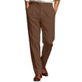 thumbnail image 2 of Men's Pleat Drapey Dress Pants Loose Straight Leg Business Trousers Solid Color Casual Business Work Pants with Pockets Office Meeting Daily Outfits, 2 of 6