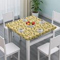 thumbnail image 3 of White Flower Leaves Yellow Pattern Square Fitted Tablecloth with Elastic Edge,Square Table Cover,Washable Elastic Table Cover for Home Kitchen Party Decor 34"x34", 3 of 6