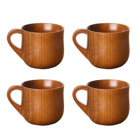 

4Pcs Natural Wooden Cup Wooden Mug Natural Wood Mug Wooden Utensils