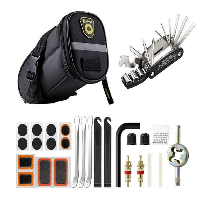 Bicycle Rear Seat Multifunctional Professional Kit Waterproof Riding Equipment Accessory Kit Bicycle Maintenance PortableTool Set Pack with reflective strip