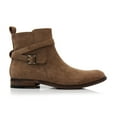 thumbnail image 2 of Polar Fox Derrick MPX806077 Classic Chelsea Boots with Strap and Buckle, in Cognac Suede, Men's Size 7.5, 2 of 8