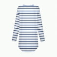 thumbnail image 5 of larppty Womens Trendy Long Sleeve Round Neck Striped Shirts Basic Loose Casual Tunic Tops with Curved Hem (Blue, 3XL), 5 of 5