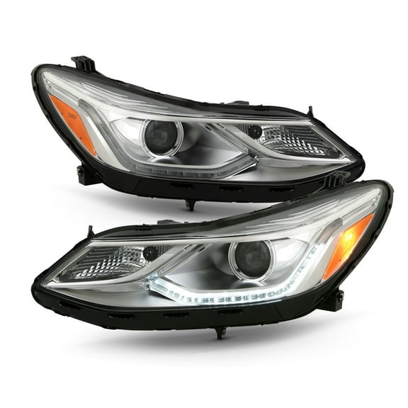 AKKON - Fits 2016 2017 2018 2019 Chevy Cruze Sedan [Halogen Type] w/ LED Lamp Chrome Projector Headlights Pair Driver   Passenger