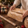 thumbnail image 5 of Christmas Wrapping Paper Featuring 17X1.5 in Kraft Roll, Reindeer Patterned Gift Wrap Paper for Holiday Decor and Diy Crafts, Festive Wrapping Paper Roll for Christmas Gifting and, 5 of 7