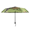 thumbnail image 3 of Cute Vulture Green Leaves All Weather Umbrella Triple Folding Parasol 6 Ribs UV Protection Portable, 3 of 8