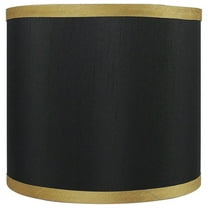 Urbanest Black with Gold Trim Faux Silk Classic Drum Lampshade, 8"x8"x7"