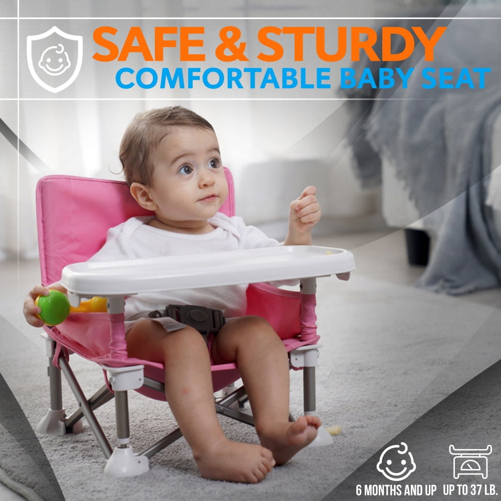SereneLife SLBS66P - Baby & Toddler Booster Seat Feeding Chair, Easy Setup Portable & Folding Style
