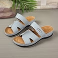 thumbnail image 6 of GERsome Sandals for Women Open Toe Slip-On Low Wedge Slides Casual Comfort Walking Sandals for Summer Beach, Gray Size 7.5, 6 of 9