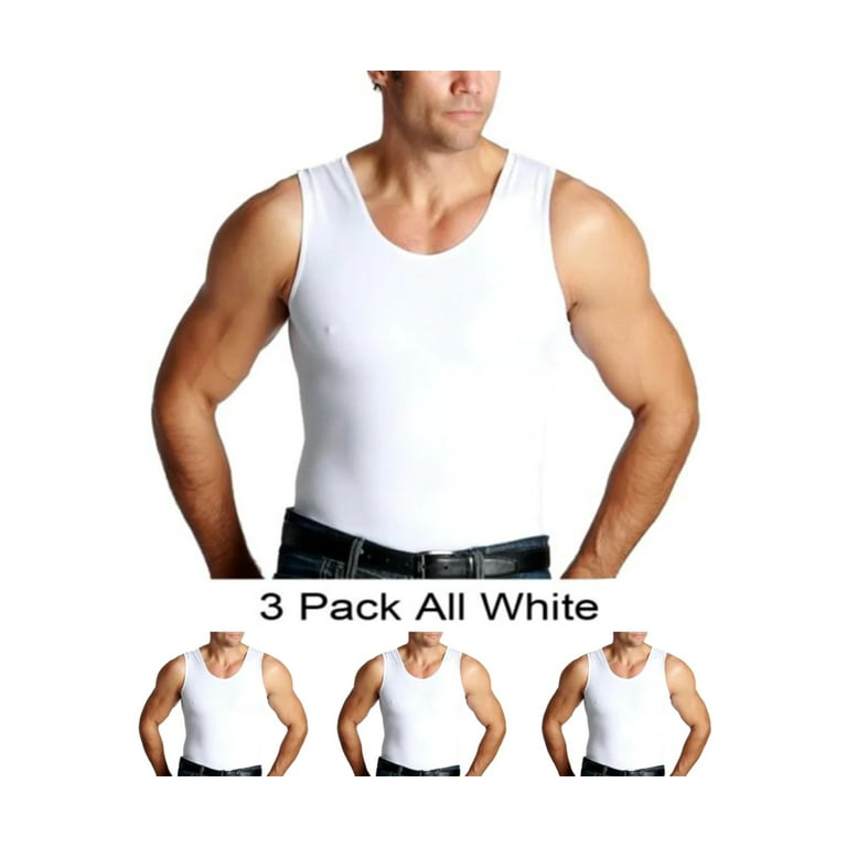Men's Insta Slim MS0003 Slimming Compression Muscle Tank - 3 Pack (Nude L)  